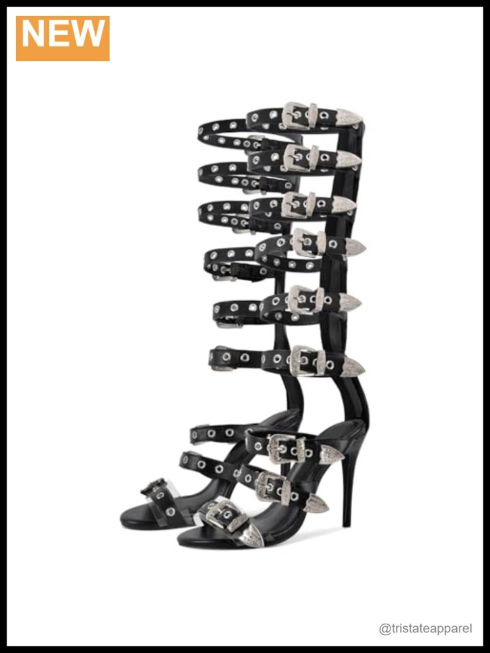 Knee High Gladiator Sandals Buckle Straps Wrap Heels Women